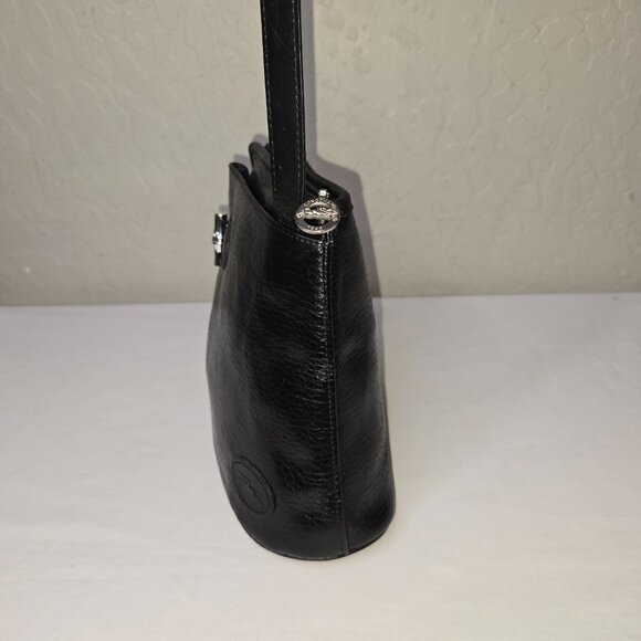 Vintage Longchamp Roseau Small Black Grain Leather Crossbody Shoulder Bag AS IS - Picture 4 of 13